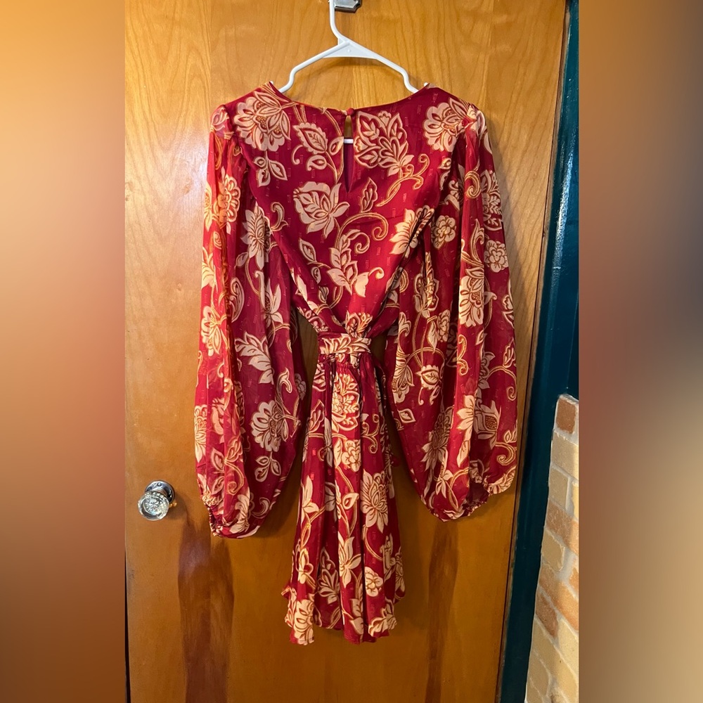 Flying Tomato Red and Cream Floral Dress - Picture 3 of 4